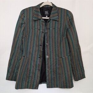 Anna Sui Multicolor Geometric Print Blazer Jacket Size 44 Made in Italy